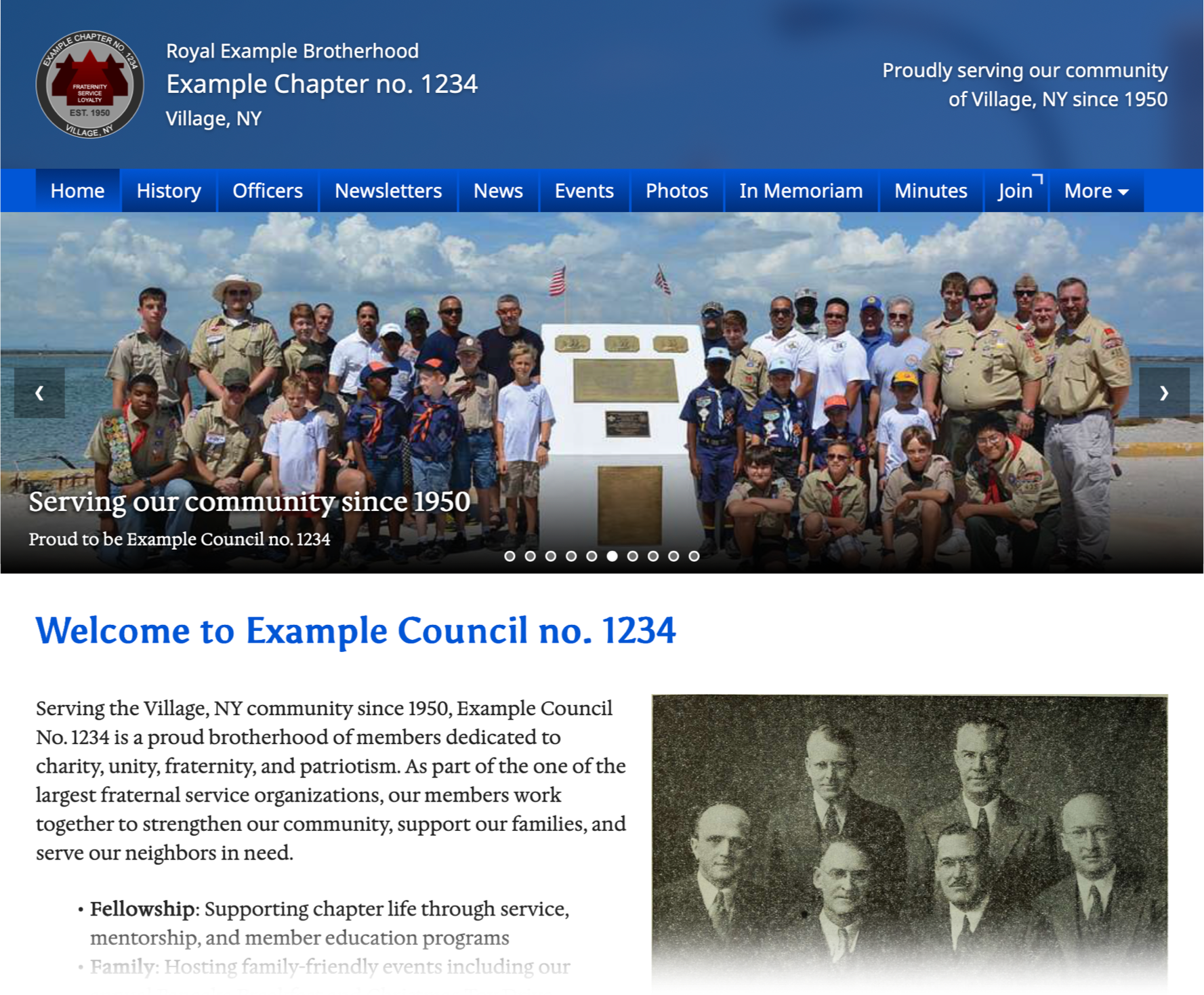 An example council website built on FraternalWeb