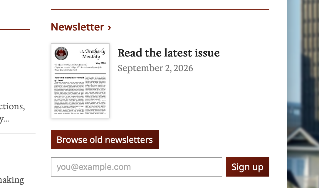 Screenshot: Newsletters