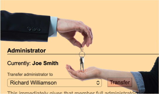 Screenshot: Seamless administrative transfer